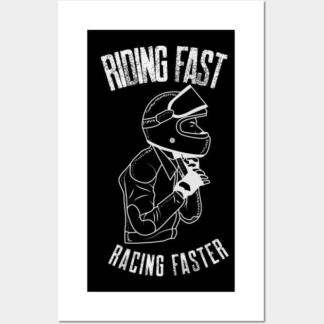 Riding Fast Racing Faster Motorcycle Racing Motorbike Rider Wall Art by Carantined Chao$